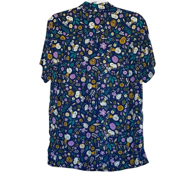 Peanuts Snoopy Charlie Brown & Lucy Flory Hawaiian Print Button Down Shirt Sz M - Picture 4 of 4